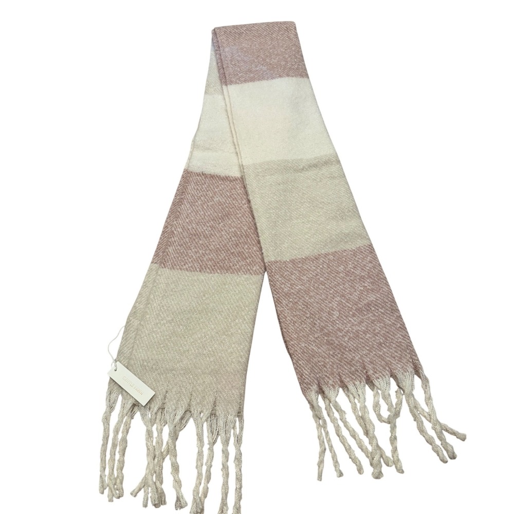 Gentle Fawn Colorblock Fringe Blanket Scarf Pink Tan Cream OS NWT